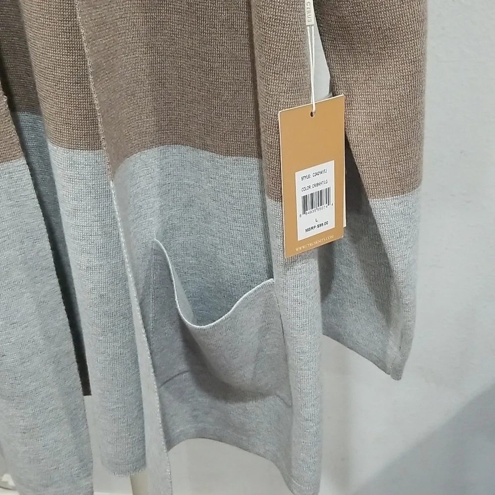 Cyrus Women's Cardigan Size L Cream Tan Gray - Picture 4 of 11